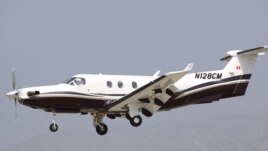 A single-engine turboprop PC-12, the type of plane the U.S. military is reportedly using to record video, track infrared heat patterns, and catch radio and cellphone signals in Africa.