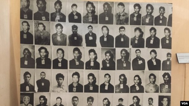 A photograph depicted Khmer Rouge victims at Toul Sleng Genocide Museum, September 22, 2016. (Nem Sopheakpanha/VOA Khmer)