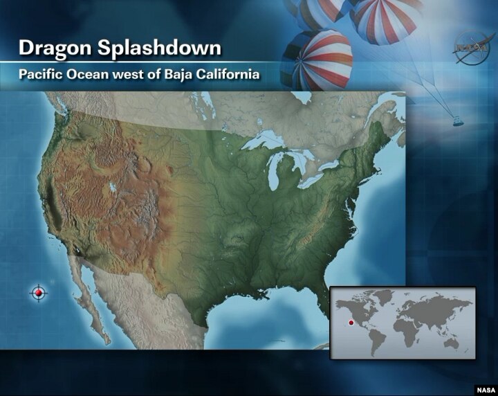 SpaceX Dragon Capsule Splashes Down