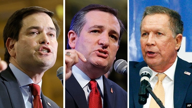 Marco Rubio, Ted Cruz and John Kasich