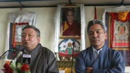 Lodi Gyari, left, and Kelsang Gyaltsen, envoys of the Dalai Lama, address a news conference in the northern Indian town of Dharamsala on February 2, 2010.