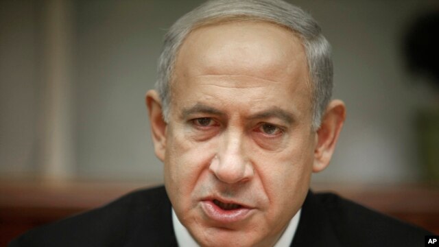 Israeli Prime Minister Benjamin Netanyahu attends the weekly cabinet meeting in Jerusalem Jan. 20, 2013.