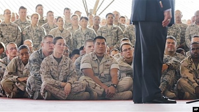 U.S. Secretary of Defense Leon Panetta addressing troops, Camp Lemonnier, Djibouti, Dec. 13, 2011.