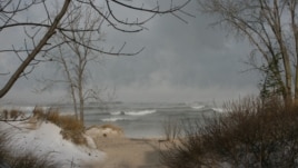 A winter storm whips the Indiana Dunes area