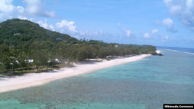 The island Rarotonga of the Cook Islands.