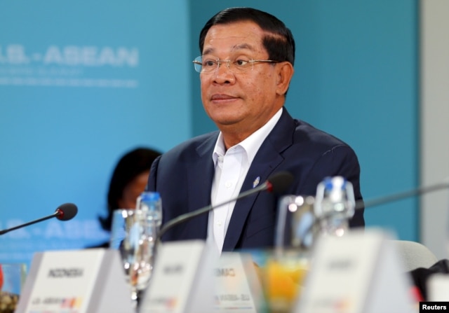 Hun Sen, Prime Minister of Cambodia listens to U.S. President Barack Obama speak during a 10-nation Association of Southeast Asian Nations (ASEAN) summit in Rancho Mirage, California, Feb. 15, 2016.