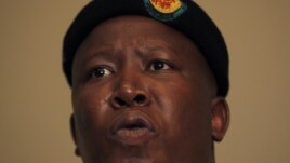 Expelled African National Congress Youth League leader Julius Malema at a news conference in Johannesburg, September 18, 2012.
