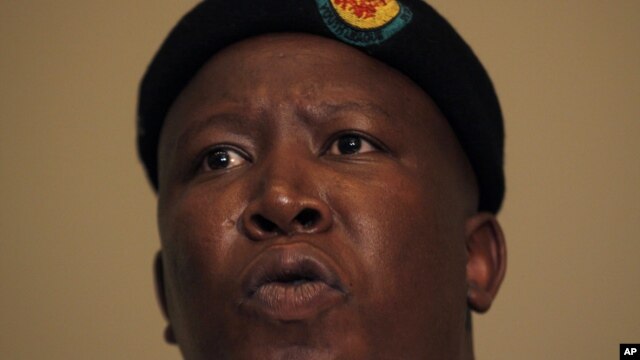 Expelled African National Congress Youth League leader Julius Malema at a news conference in Johannesburg, September 18, 2012.