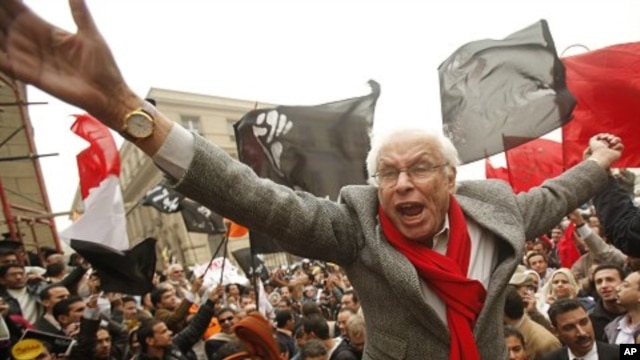 George Ishak, founder of the Kefaya (Enough) Movement and one of the leaders for National Coalition for Change, shouts anti-government slogans during a protest in front of the High Court in Cairo (File Photo - December 12, 2010)