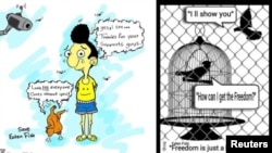 رویترز این دو کاریکاتور را از علی منتشر کرده است.