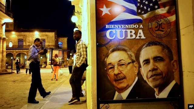 Poster de la visita del presidente Obama en una calle de La Habana.