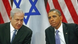 U.S. President Barack Obama (R) meets Israel's Prime Minister Benjamin Netanyahu at the United Nations in New York, September 21, 2011.