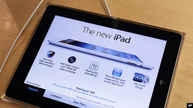 Apple's newest iPad is seen at the 5th Avenue Apple Store in New York, March 16, 2012.  