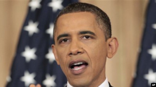 President Barack Obama delivers a policy address on events in the Middle East at the State Department in Washington, Thursday, May 19, 2011.