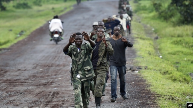 Wanajeshi waasi wa M23 wakiwa kaskazini mwa Goma.