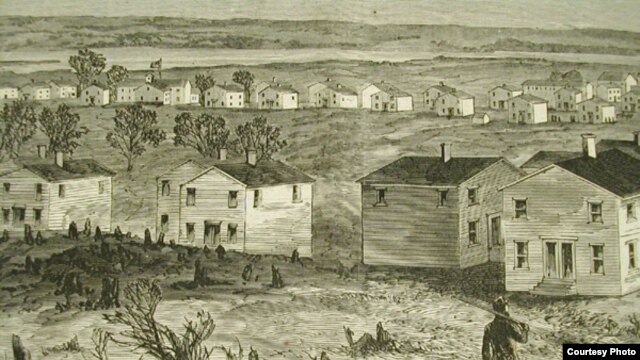 Close-up from "Freedman's Village, Arlington, Virginia" Print from Harper's Weekly, May 7, 1864