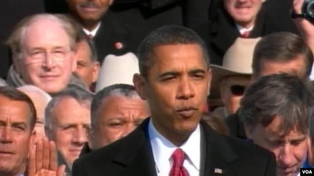 President Obama taking the oath of office