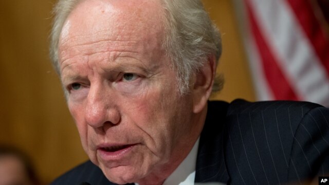 Chairman Joe Lieberman, ID-Conn., leads a hearing of the Senate Committee on Homeland Security and Governmental Affairs to assess current threats to the United States, on Capitol Hill in Washington, September 19, 2012.