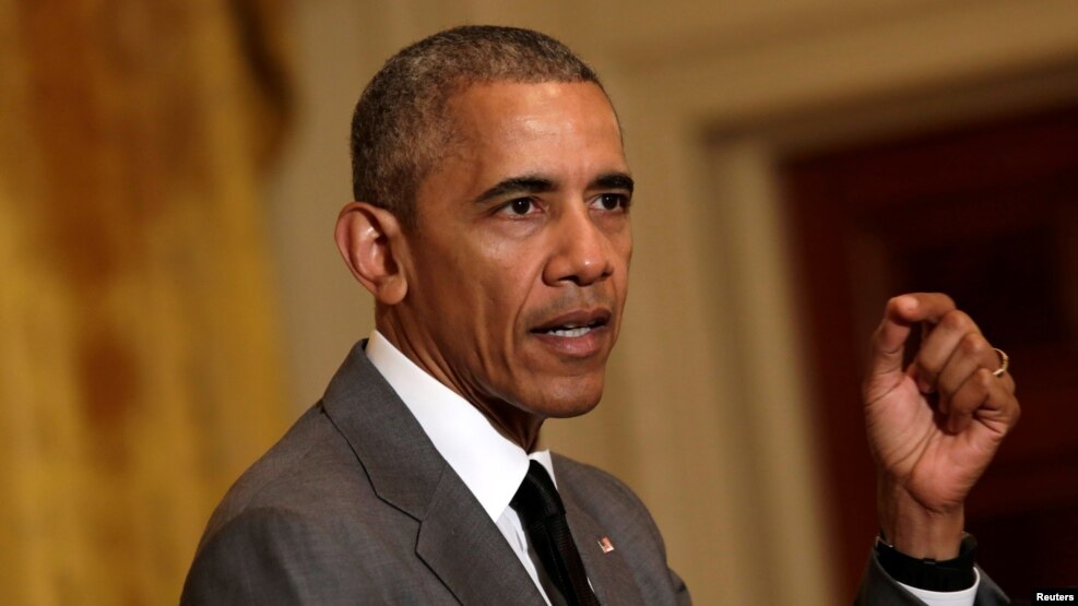 Tổng thống Hoa Kỳ Barack Obama phát biểu về vụ tấn công bằng xe tải trong ngày quốc khánh Pháp ở Nice tại Tòa Bạch Ốc, Washington, ngày 15 tháng 7 năm 2016.