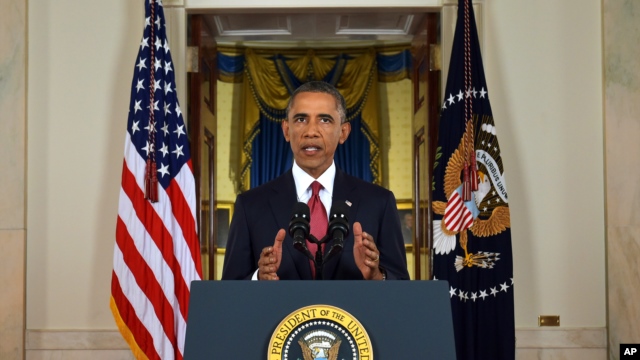 Tổng thống Obama đọc diễn văn trình bày sách lược chống nhóm Nhà nước Hồi giáo tại Tòa Bạch Ốc, Washington, 10/9/2014.