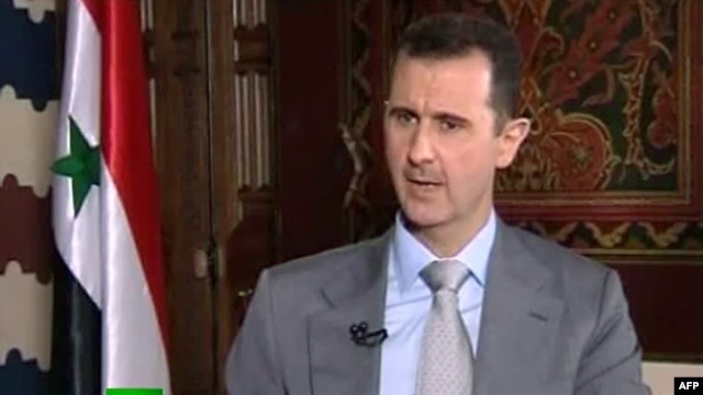 Syrian President Bashar al-Assad during interview with Russian Today, Damascus, Nov. 8, 2012.