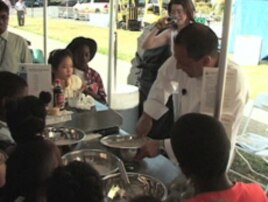 A chef was on hand to show visiting groups of school children how wheat becomes cupcakes.