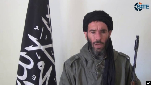 This image from video provided by the SITE Intel Group made available on January 17, 2013, purports to show militant militia leader Moktar Belmoktar. (AP has no way of independently verifying the content, location or date of this picture.)