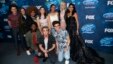 Finalists (L-R standing) Trent Harmon, Avalon Young, La'Porsha Renae, Gianna Isabella, Tristan McIntosh, Olivia Rox, Sonika Vaid, (L-R front) Lee Jean, Dalton Rapattoni and MacKenzie Bourg pose at the party for the finalists of "American Idol XV" in West Hollywood, California, Feb. 25, 2016.