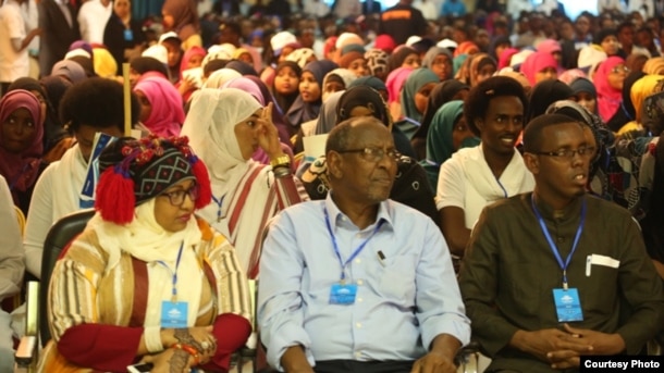 Participants listen to a presentation at the Mogadishu Book Fair in Mogadishu, Somalia. (Courtesy - Mogadishu Book Fair)