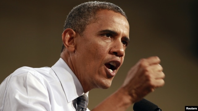 U.S. President Barack Obama speaks at a campaign rally in Las Vegas, Nevada September 12, 2012. 