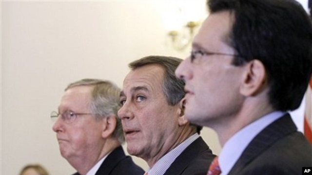 From left:, Senate Minority Leader Mitch McConnell, House Speaker John Boehner and House Majority Leader Eric Cantor on Capitol Hill  (file photo)