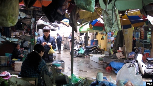 Di pasar Hanoi, banyak konsumen lebih khawatir dengan masalah kualitas produk daripada politik. (M. Brown/VOA)                      