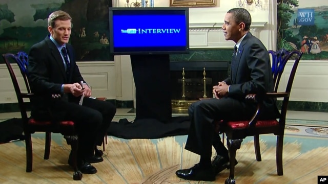 President Obama as seen on a YouTube presentation, Jan. 27, 2011