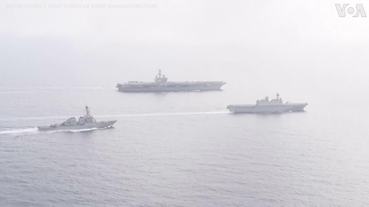 South Korea And US Stage Rare Drills With Aircraft Carrier