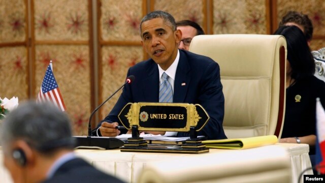 Tổng thống Hoa Kỳ Barack Obama phát biểu tại Hội nghị Thượng đỉnh ASEAN tại Naypyitaw, ngày 13/11/2014.