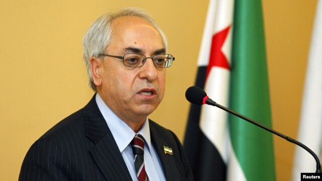 The new president of the Syrian National Council, Abdelbasset Sieda, speaks during a news conference in Istanbul, Turkey, June 10, 2012.