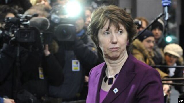 European Union foreign policy chief Catherine Ashton arrives for an EU summit in Brussels, February 4, 2011