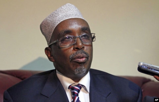 Somali parliament speaker Sharif Hassan Sheikh Aden addresses a news conference at Adam Ade airport in - 10458B1D-264C-4CA9-BA7D-C2E443B3C504_w640_s