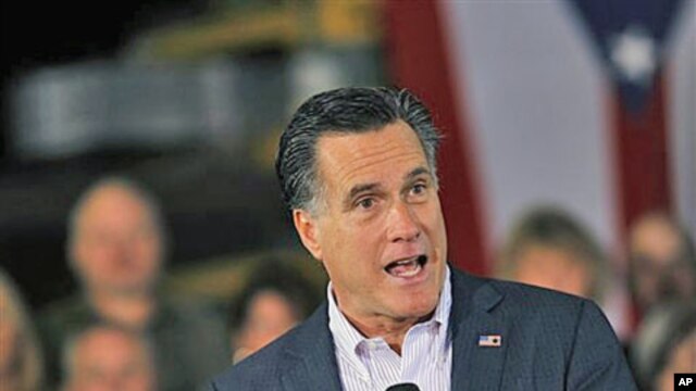 Republican presidential candidate, former Massachusetts Governor Mitt Romney speaks at a campaign rally at Gregory Industries in Canton, Ohio, March 5, 2012.
