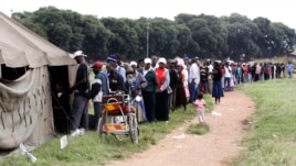 People line up to vote in a referendum at a polling station in Harare, March 16, 2013. 