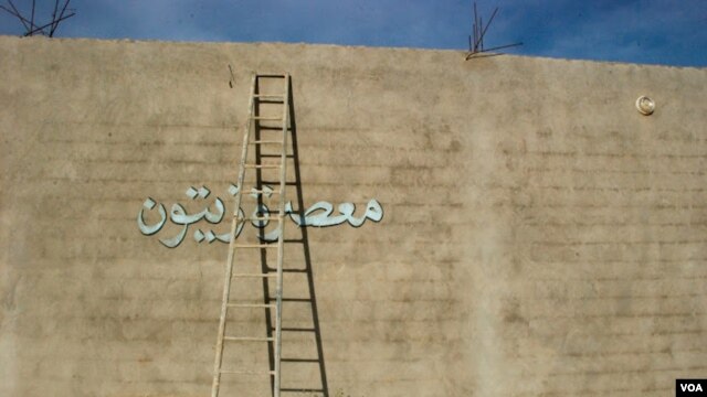 Outside of Said's olive press in the Nafusa Mountains, Libya, April 9, 2012. (Stephanie Figgins)