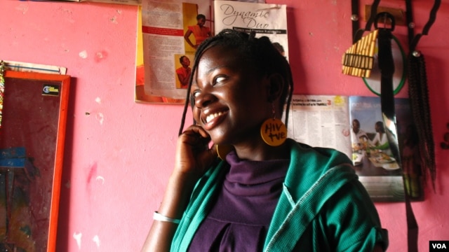 HIV youth activist Barbara Kemigisa at her home in Kampala, Uganda, June 13, 2012. (Hillary Heuler /VOA)