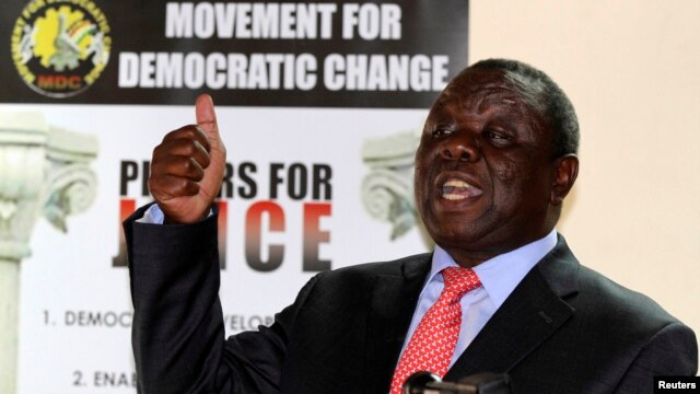Zimbabwe's opposition Movement For Democratic Change (MDC) leader Morgan Tsvangirai speaks at a news conference in Harare September 18, 2013.