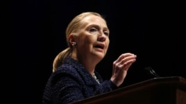 Secretary of State Hillary Rodham Clinton gestures as she gives a speech Thursday, Dec. 6, 2012, at Dublin City University in Dublin, Ireland.