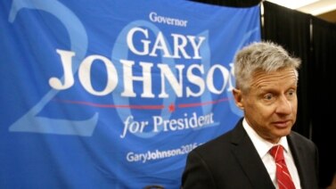 Tư liệu- Ứng viên TT tự do, ông Gary Johnson phát biểu tại Đại hội toàn quốc đảng tự do tại Orlando, bang Florida. 