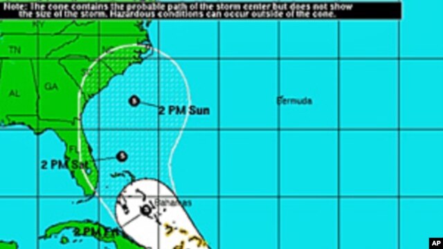 Predicted track of Tropical Storm Emily