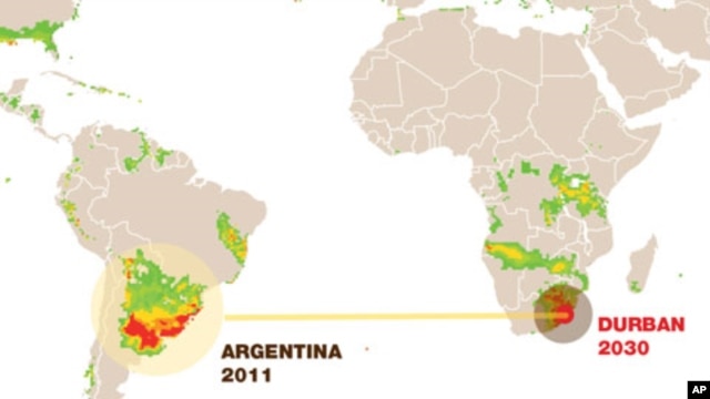 By 2030, scientists predict Durban, South Africa will have a climate very similar to that of Argentina and Uruguay. The South American countries have already adapted to growing food at higher temperatures.