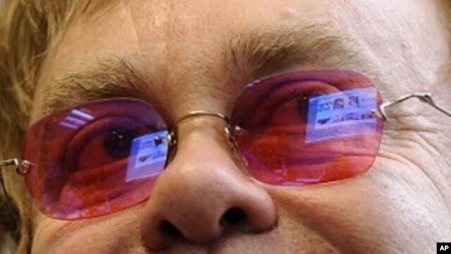 Britain's Elton John smiles during the morning conference at The Independent newspaper's editorial offices in London (file photo)