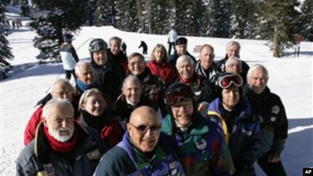 A group of retirees in Alta, Utah, enjoy skiing and happiness together in this file photo.  