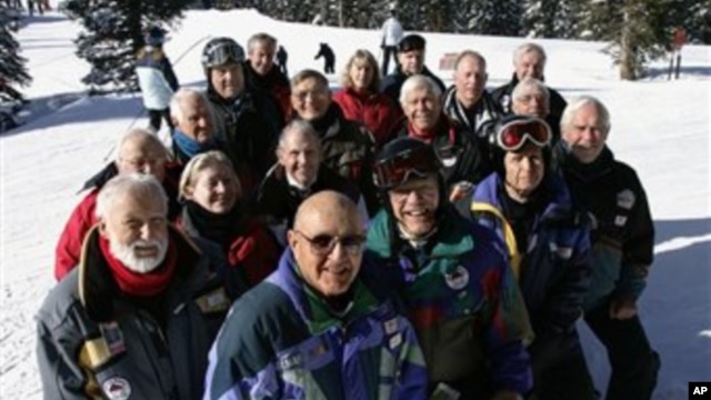 A group of retirees in Alta, Utah, enjoy skiing and happiness together in this file photo.  